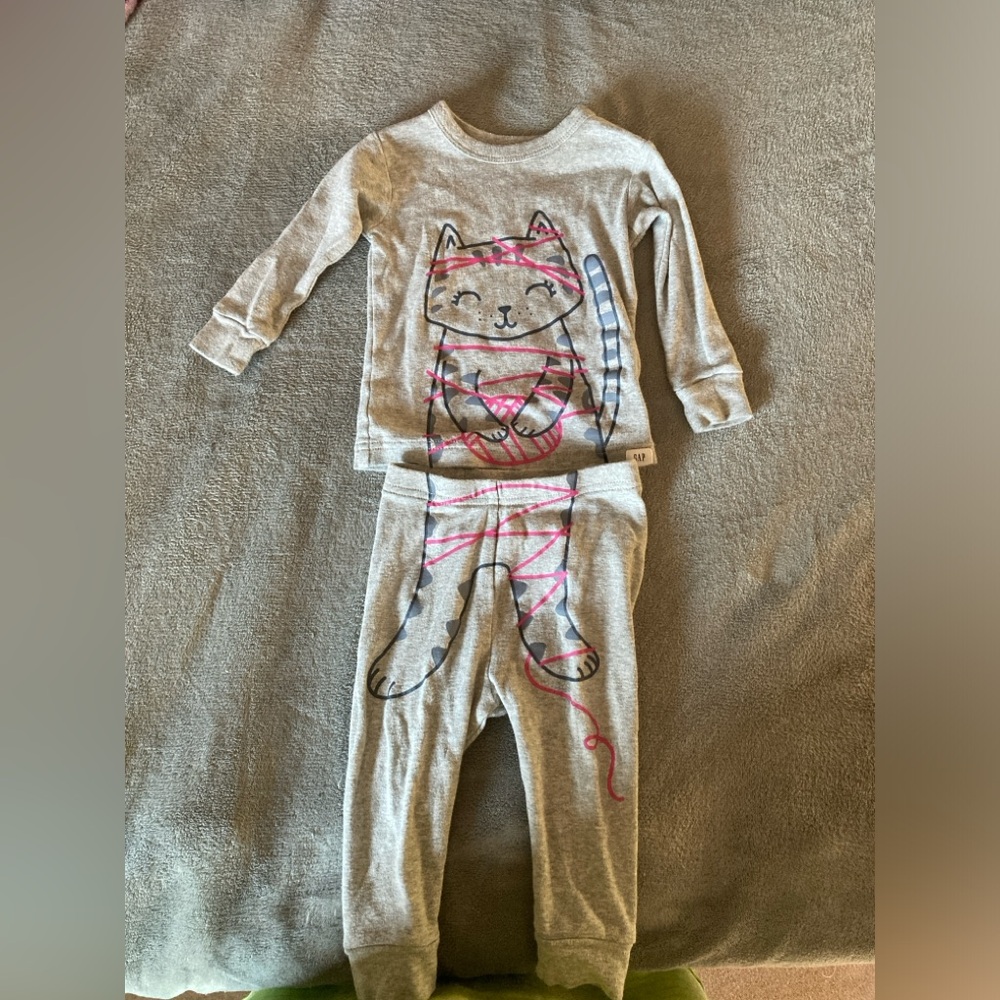 Gap Organically Grown Cotton Top and Pants Cat Design